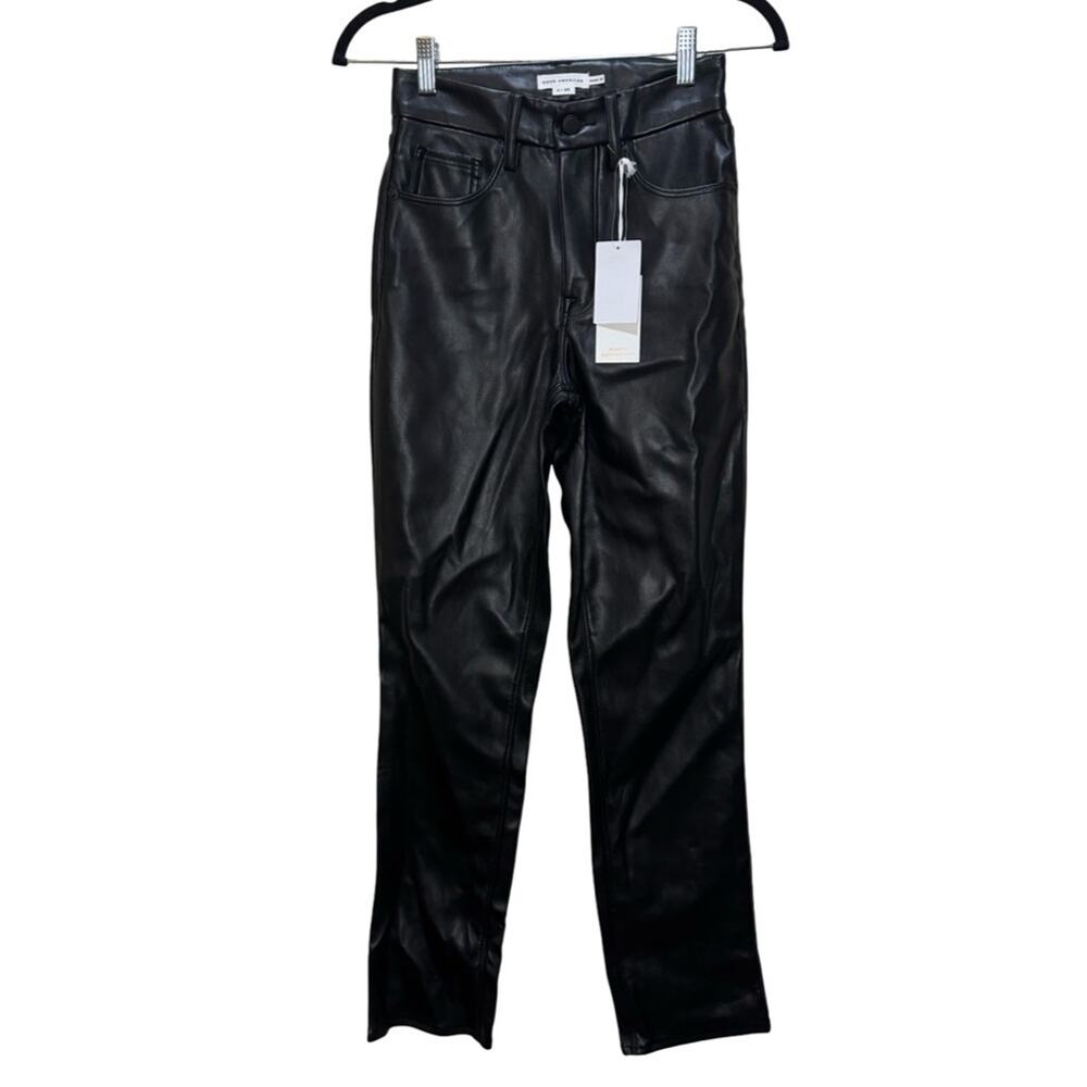 Good American Better Than Leather Good Icon Black Pants Sz 0/25 NWT